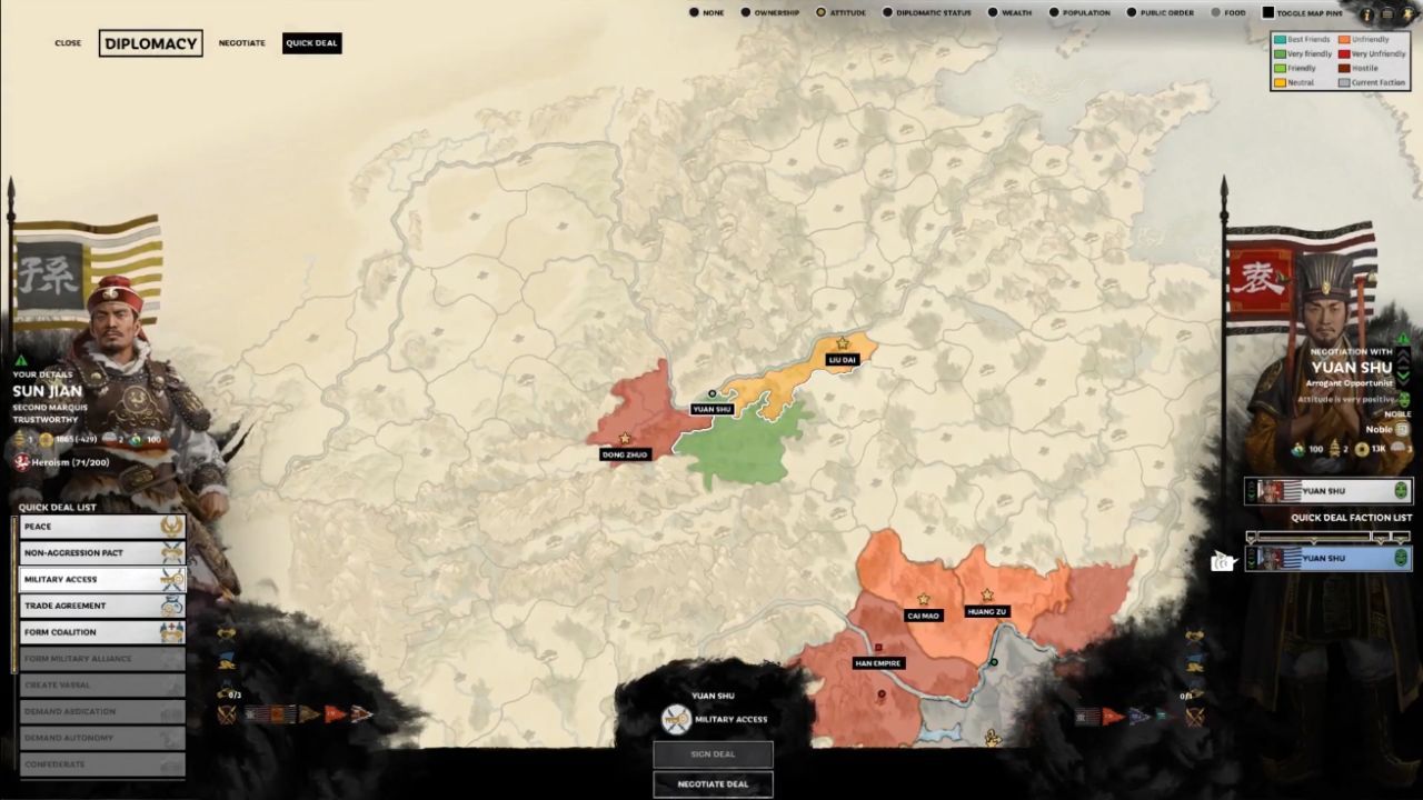 Total War: Three Kingdoms, PC, Gameplay, How to Use Quick Deals Effectively, Screenshot, NoobFeed