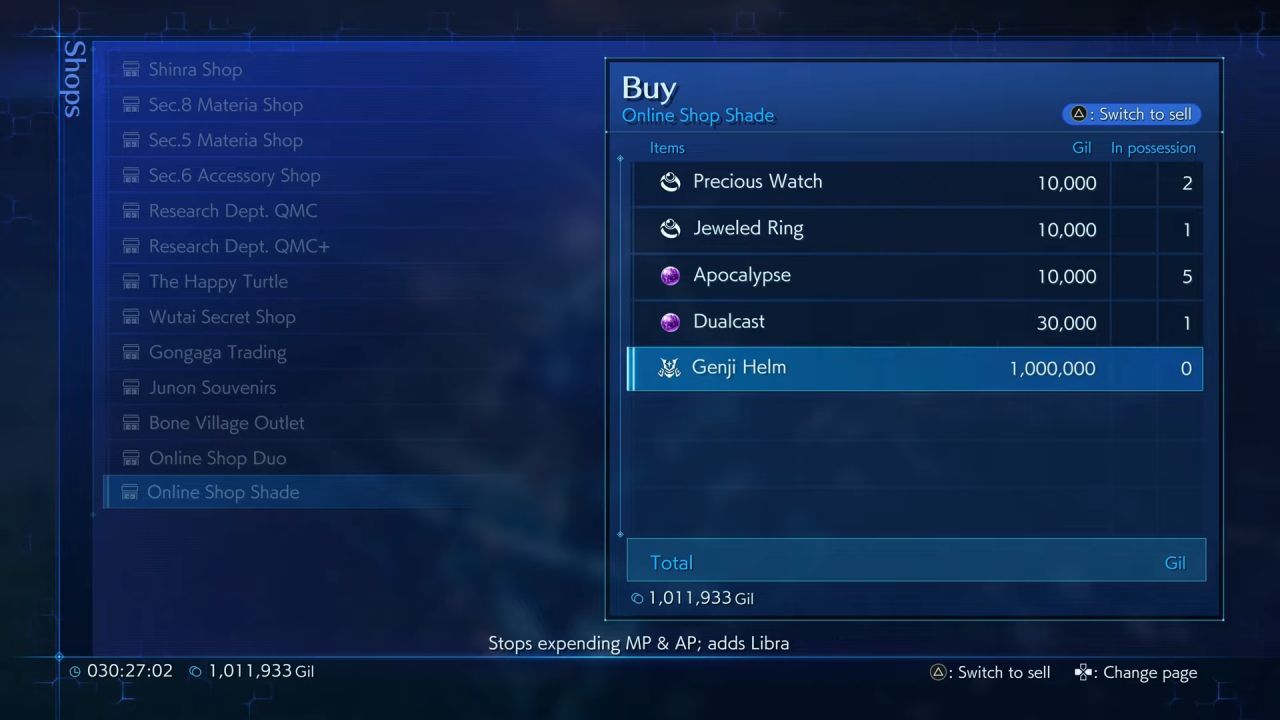 Crisis Core –Final Fantasy VII– Reunion, Guide, How to Get Genji Helm