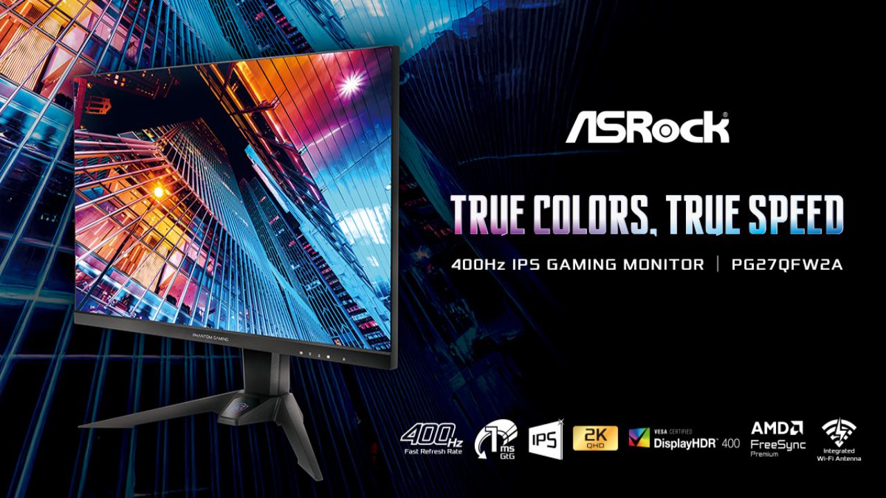 ASRock, Unveils 400Hz 1440p, PG27QFW2A, Gaming Monitor for Competitive Esports, NoobFeed