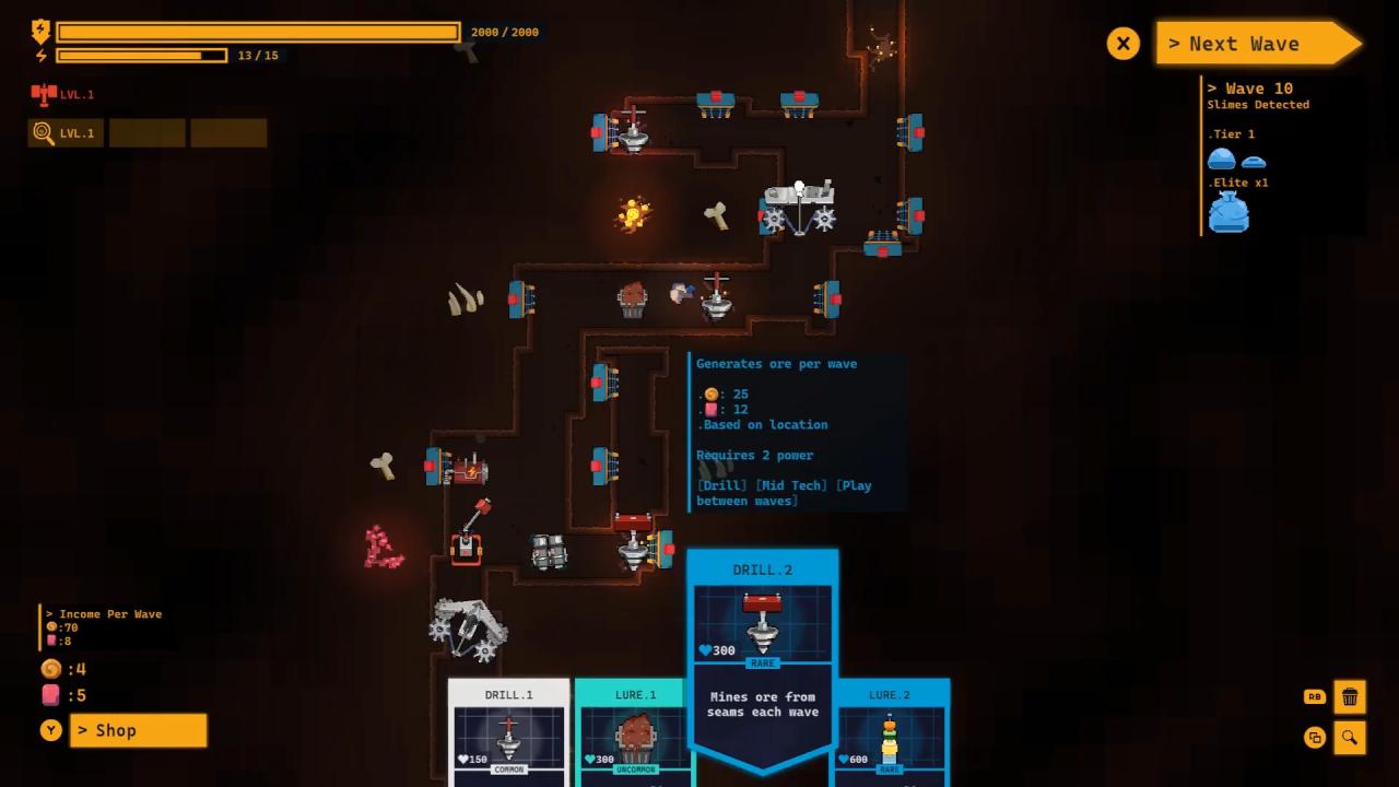 Into the Slimy Mines, Review, PC, Gameplay, Tower Defense, Roguelike, Card Game