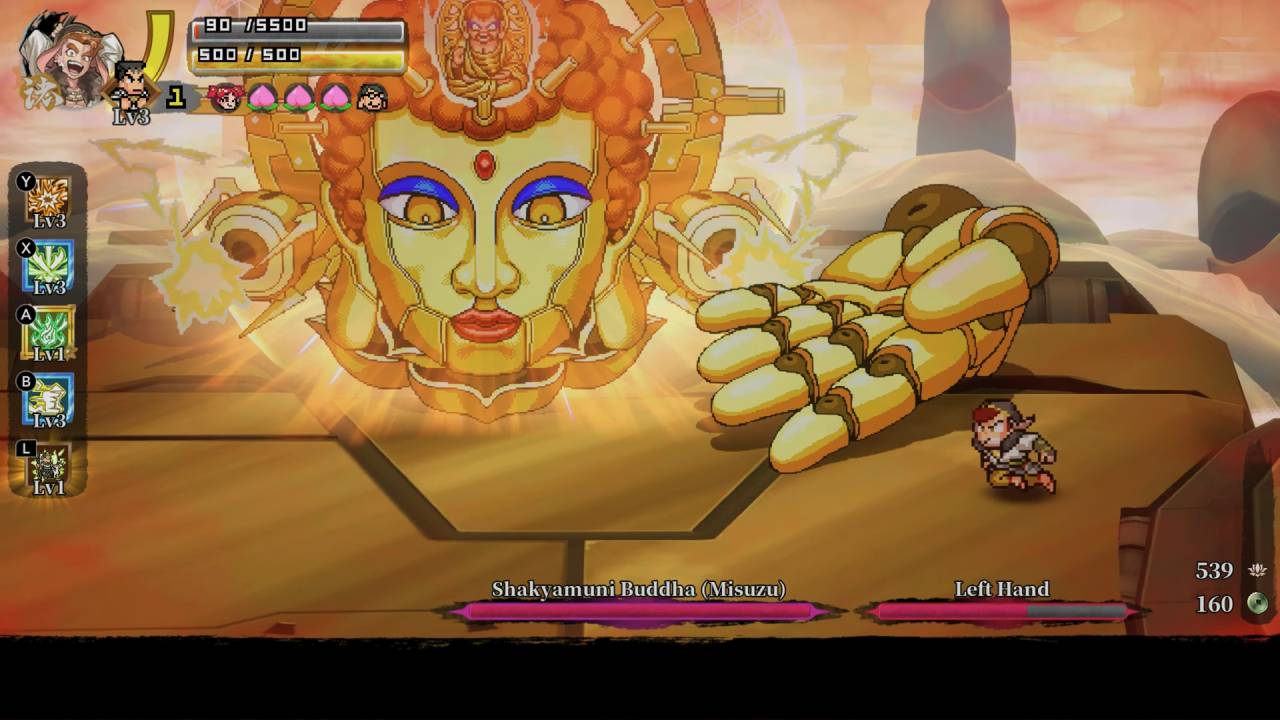 River City Saga: Journey to the West Shakyamuni Buddha Misuzu Boss Fight