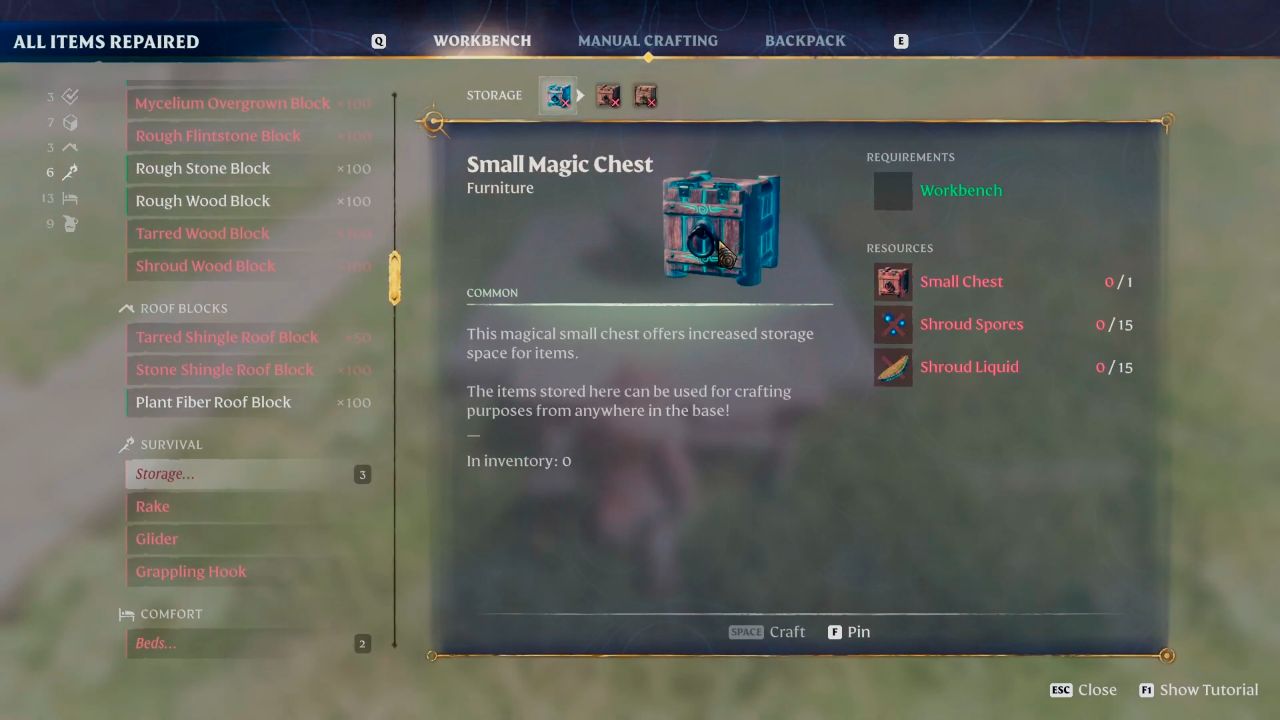 Enshrouded, PC, Gameplay, How To Unlock Universal Storage, Screenshot, NoobFeed