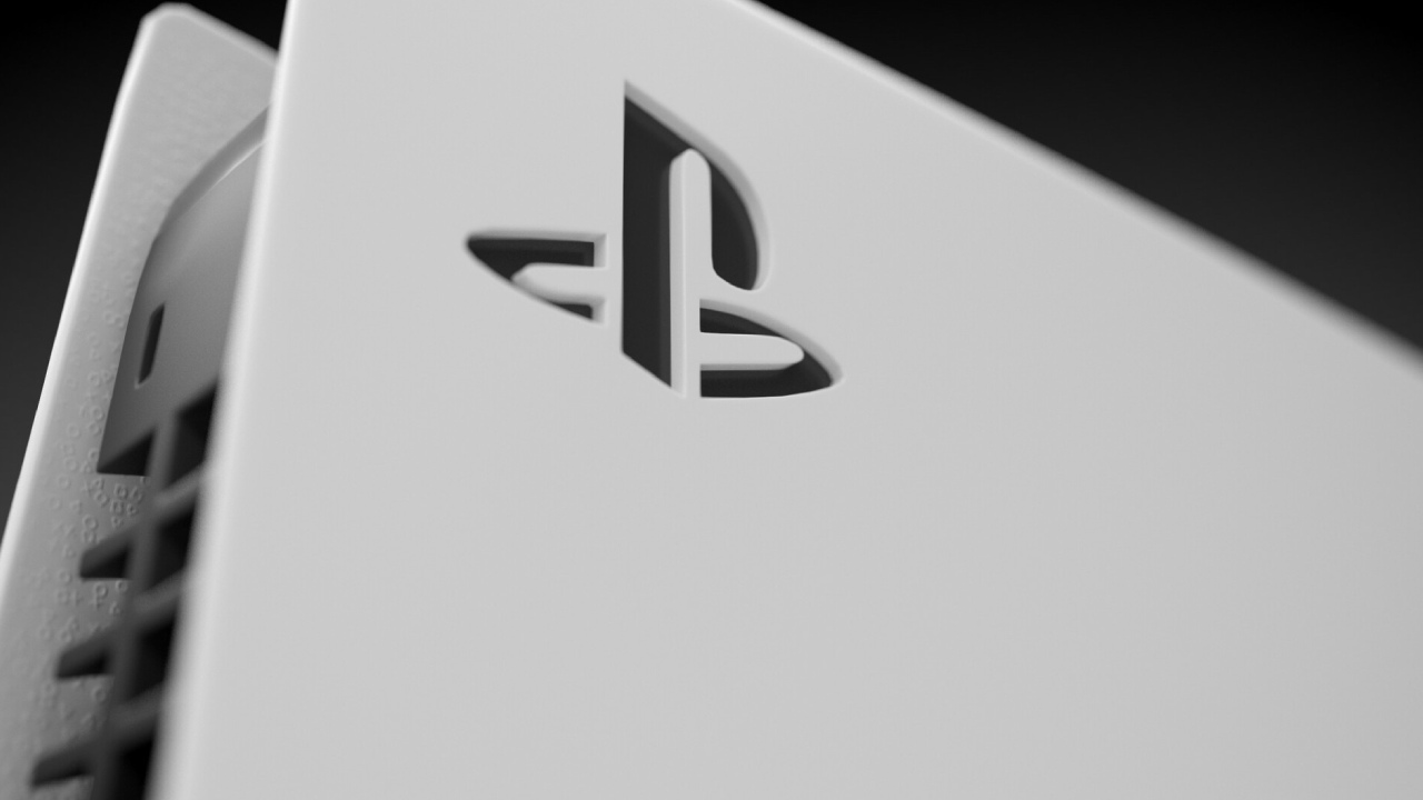 Playstation disc close-up of a PlayStation 5 console plate