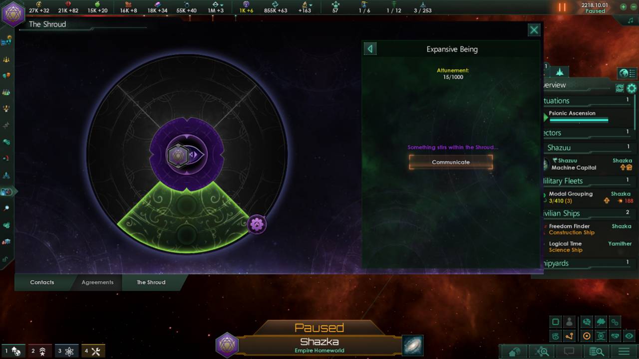 Stellaris, Shadows of the Shroud, Gameplay, NoobFeed