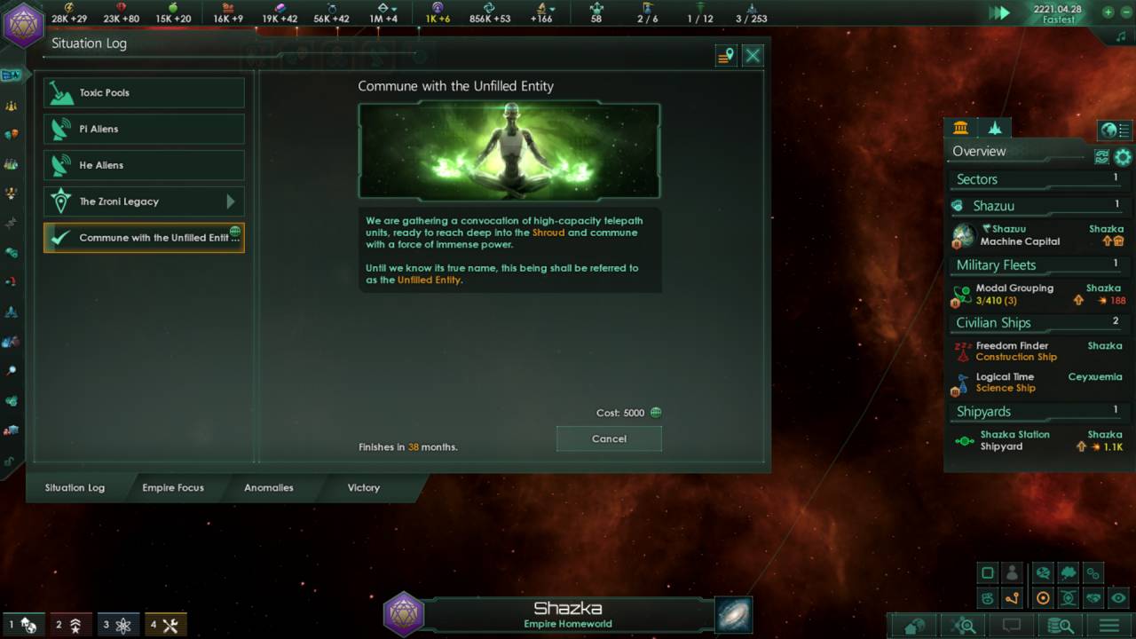 Stellaris, Shadows of the Shroud, Gameplay, NoobFeed