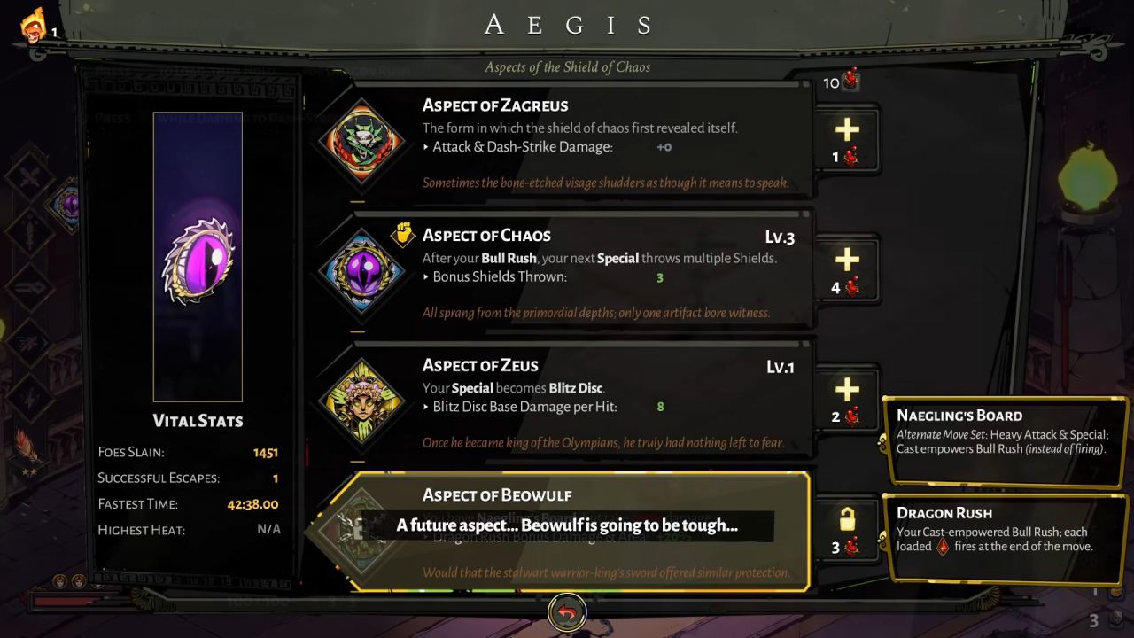 Hades, Guide, How to Unlock All Hidden Aspects