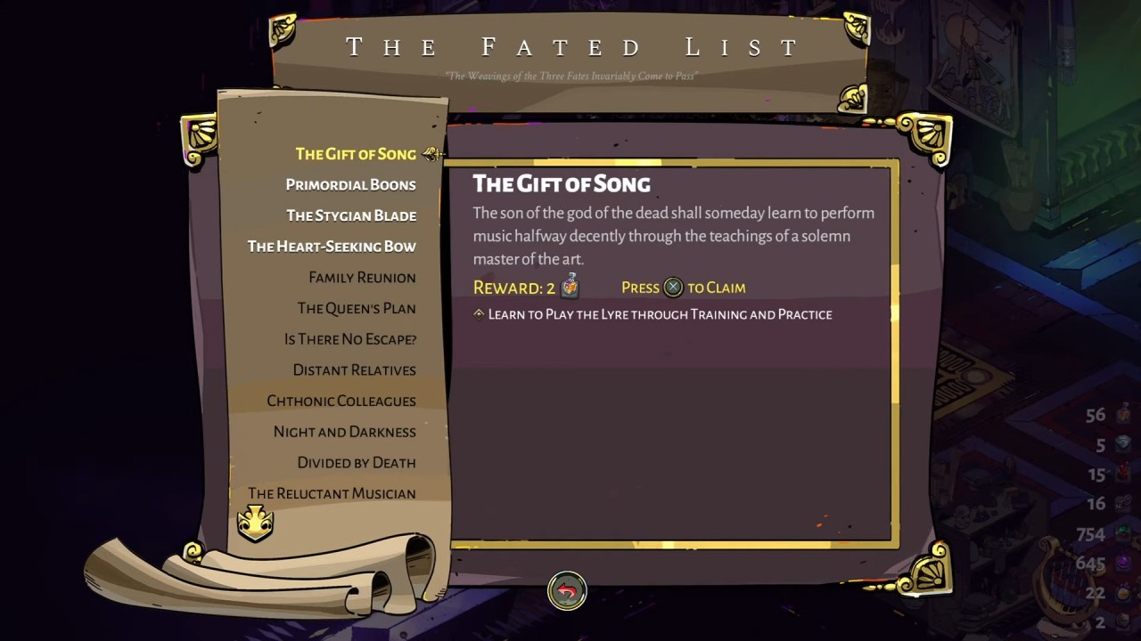 Hades, Guide, How to Play The Lyre