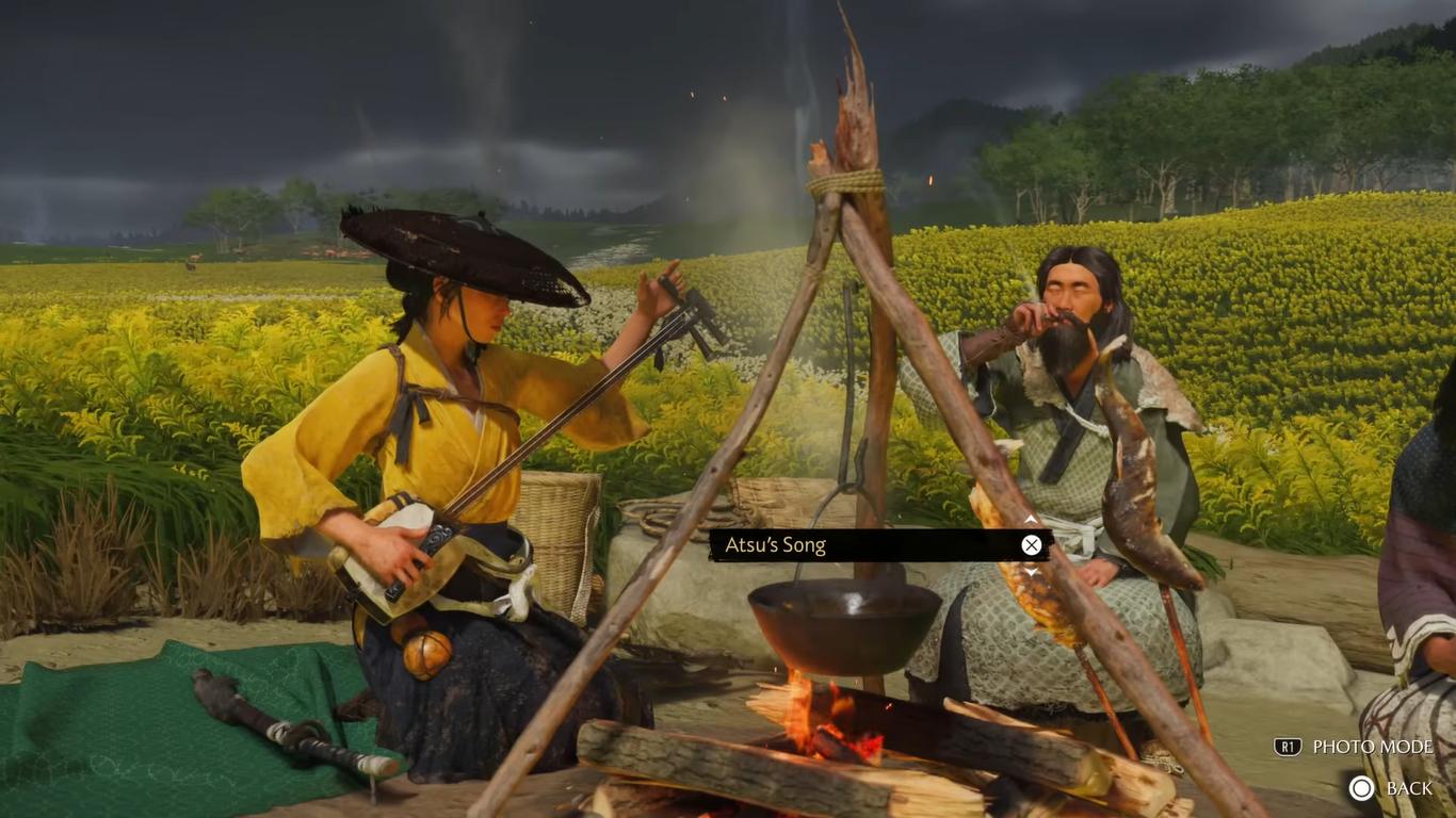 Ghost of Yōtei, Fireside Performance Trophy, PS5, Screenshot, Gameplay, NoobFeed