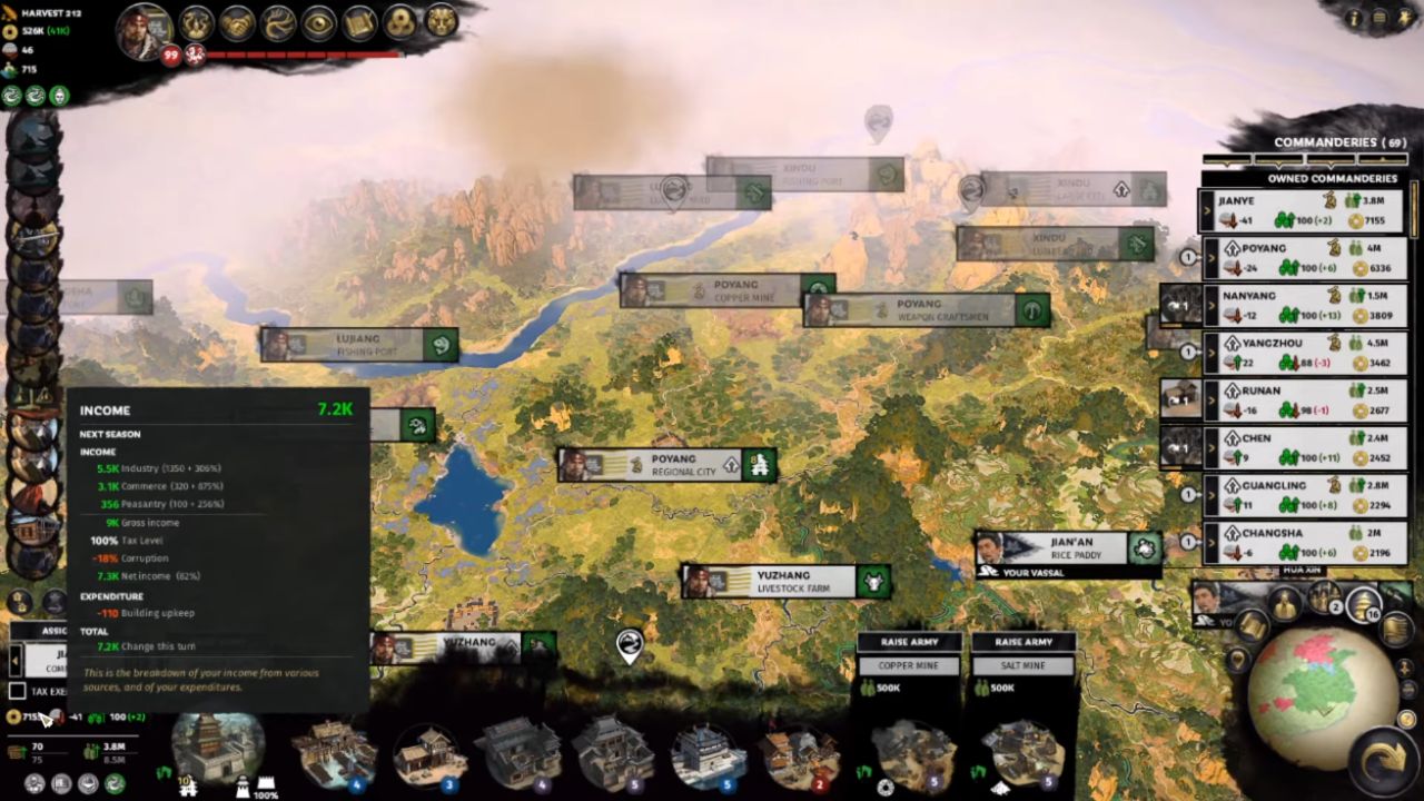 Total War: Three Kingdoms, PC, Gameplay, How to Earn Income Fast, Screenshot, NoobFeed