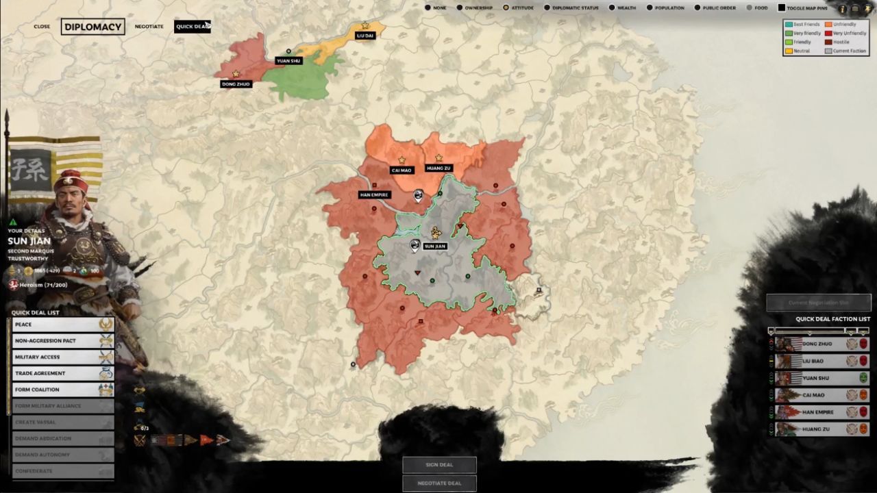 Total War: Three Kingdoms, PC, Gameplay, How to Use Quick Deals Effectively, Screenshot, NoobFeed