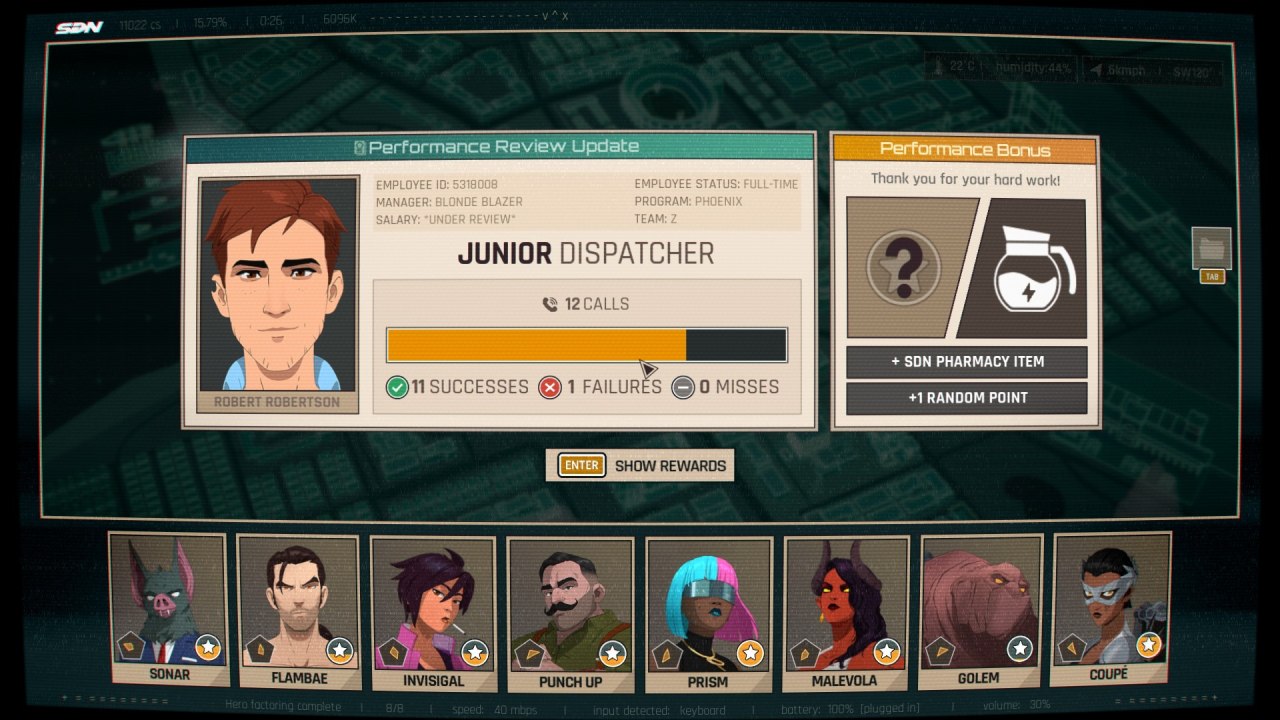 Dispatch, AdHoc Studios, Gameplay, Robert Robertson, Mecha Man, Superheroes, Gameplay, PC, Review, NoobFeed