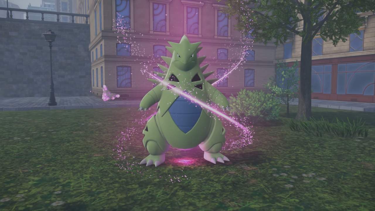 Pokemon Legends Z-A Tyranitar glowing with pink energy
