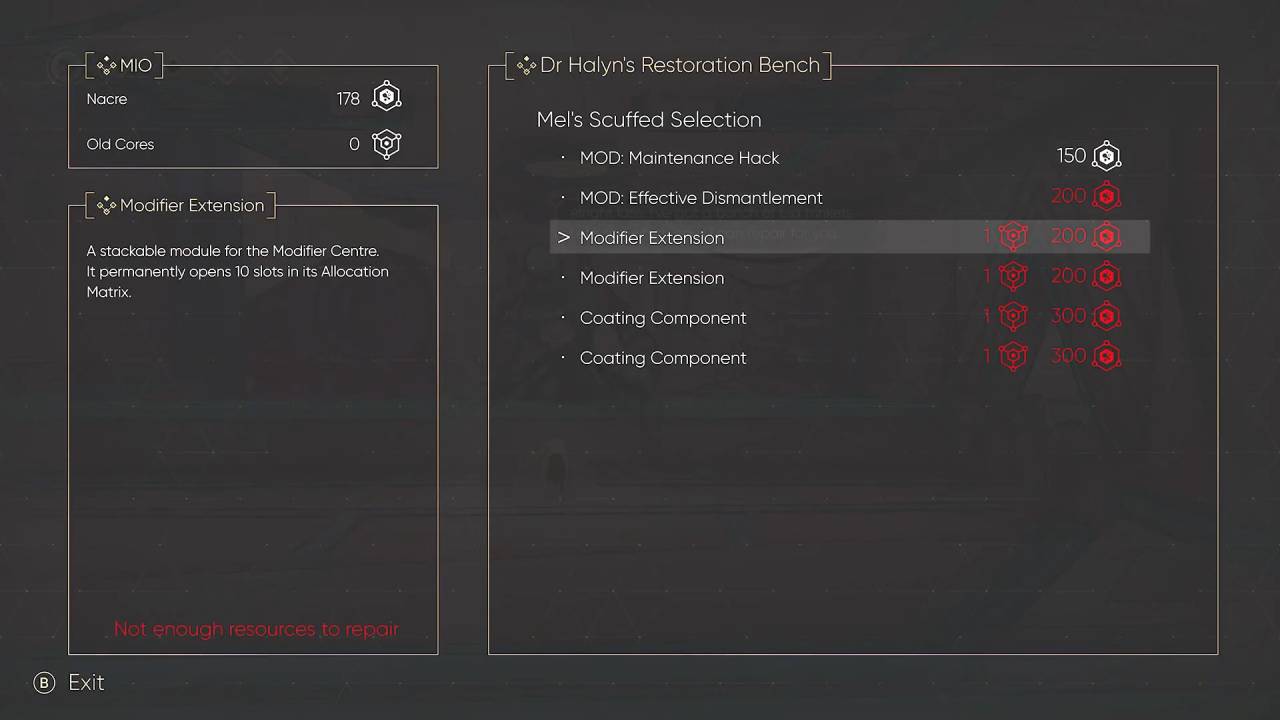 MIO: Memories in Orbit, Guide, How to Get All Modifiers