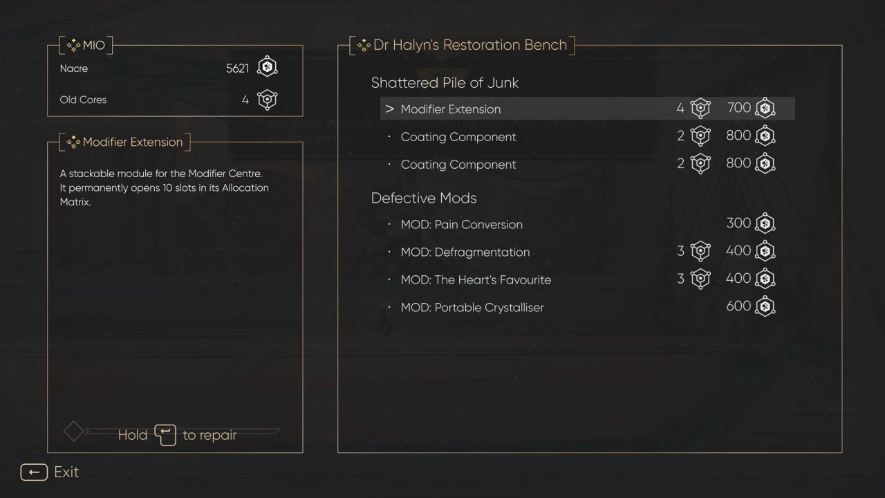 MIO: Memories in Orbit, Guide, How to Get All Mod Extensions
