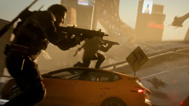 Call of Duty Modern Warfare Protagonist on a Car Crouching