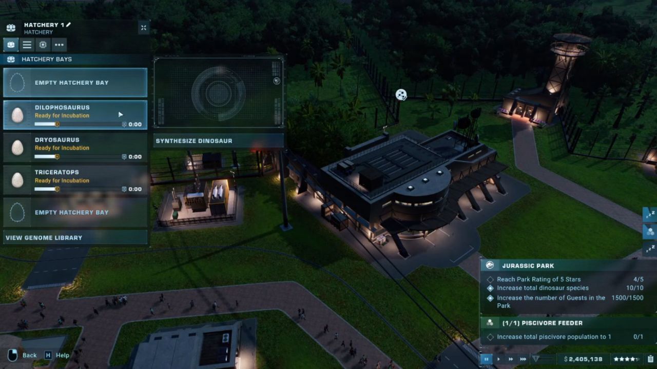 Jurassic World Evolution 2, PC, Gameplay, How to Use the Hatchery, Screenshot, NoobFeed