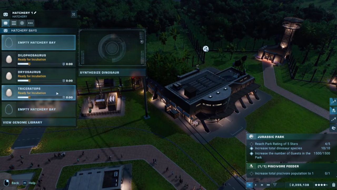 Jurassic World Evolution 2, PC, Gameplay, How to Use the Hatchery, Screenshot, NoobFeed
