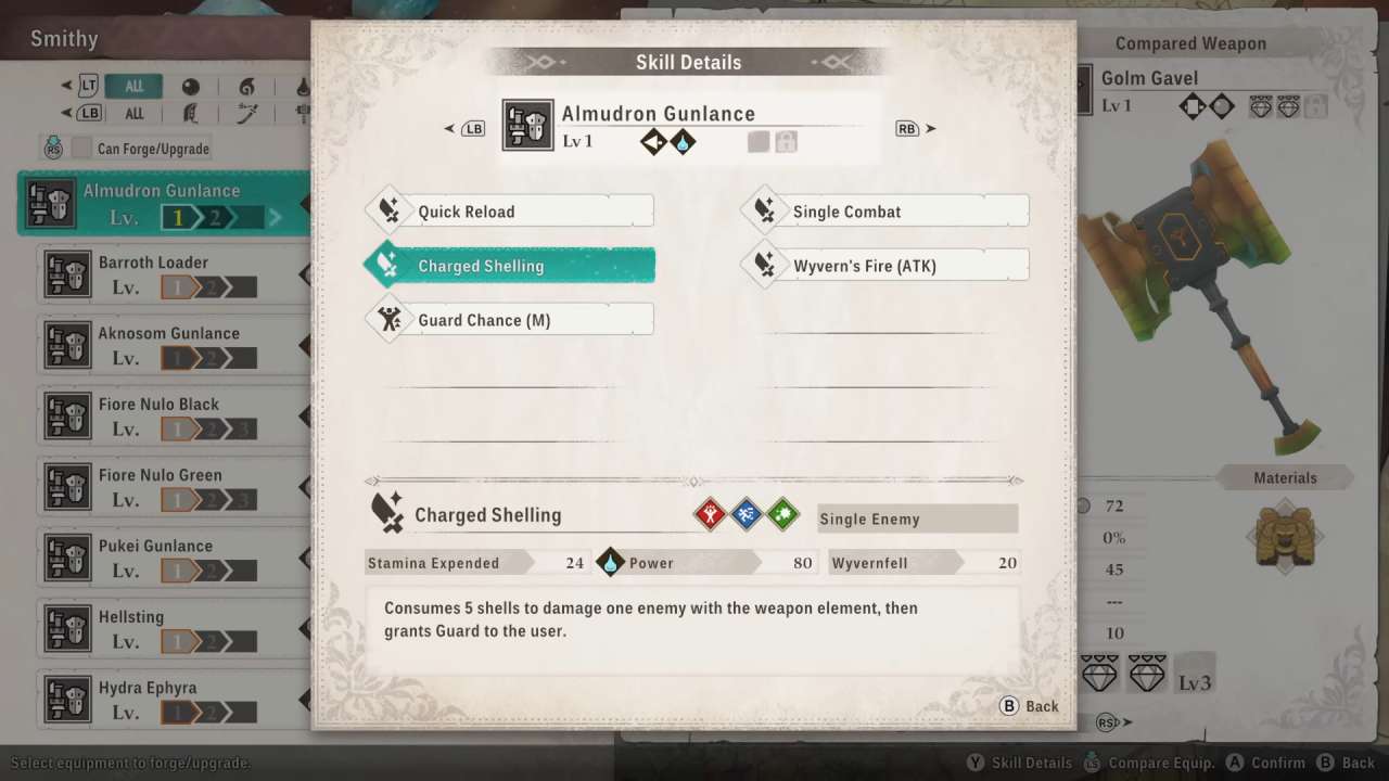 Monster Hunter Stories 3: Twisted Reflection, Guide, How to Use the Gunlance