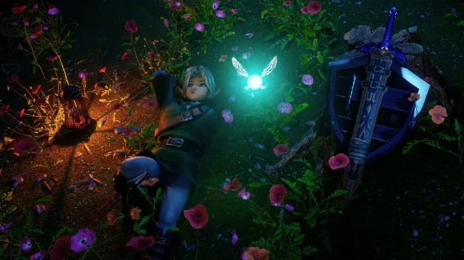 Zelda: Ocarina of Time Remake Link laying on Grass