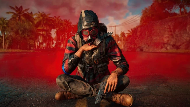 Far Cry 7 Protagonist sitting on the ground Holding a Gun