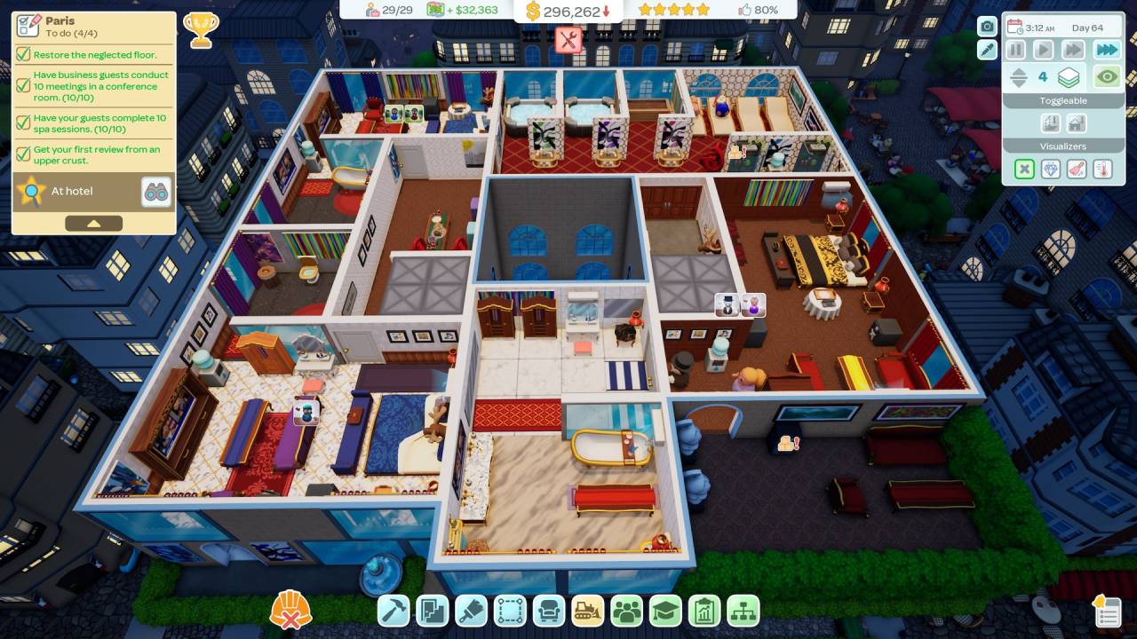 Hotel Architect, Review, PC, Gameplay, Screenshots, Simulation, City Builder, Management, Sandbox