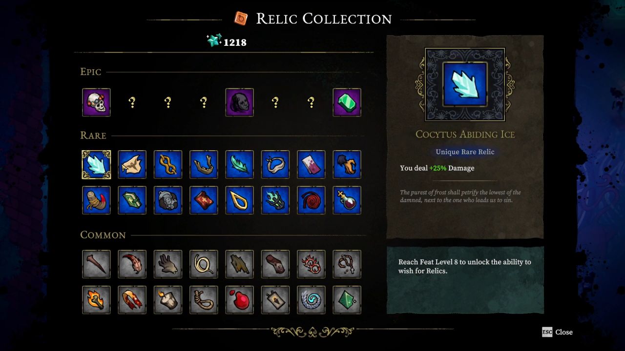 33 Immortals Guide Relics Collection Tab Choose Relics Unlock Relics