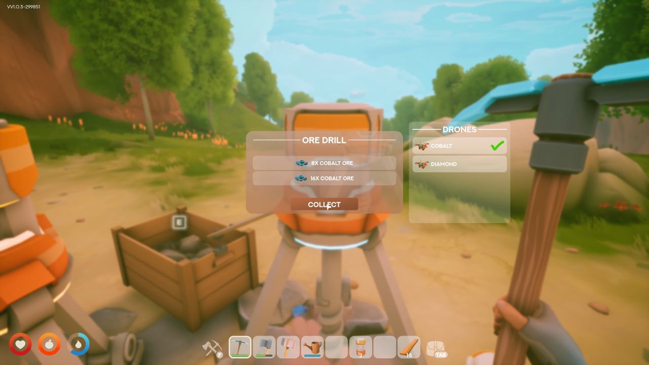 Solarpunk Guide Collecting Cobalt From a Drill