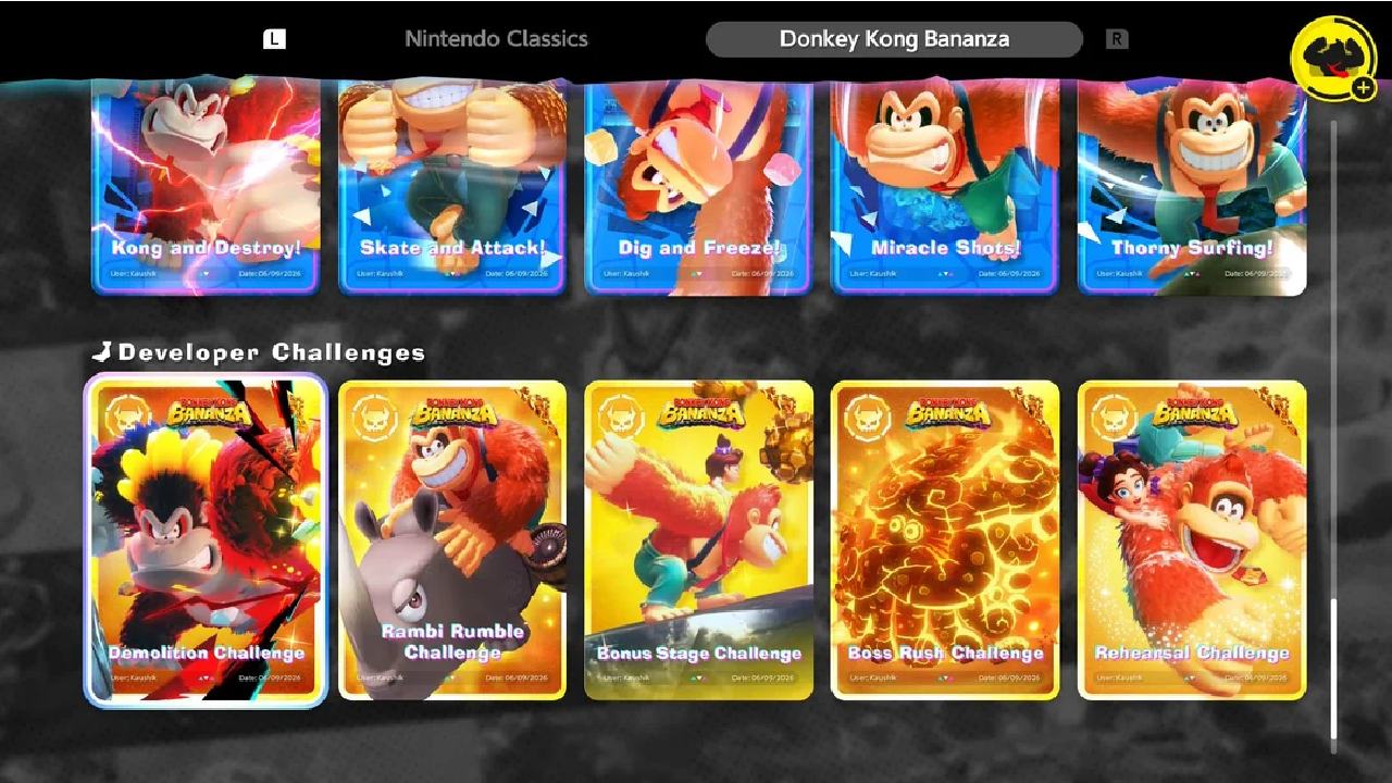 DK Challenge Developer Challenges selection cards