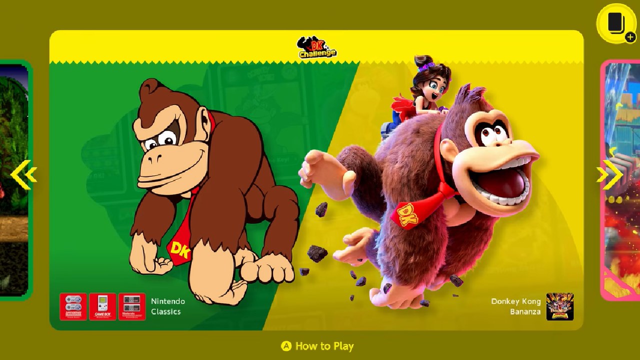 DK Challenge game selection screen