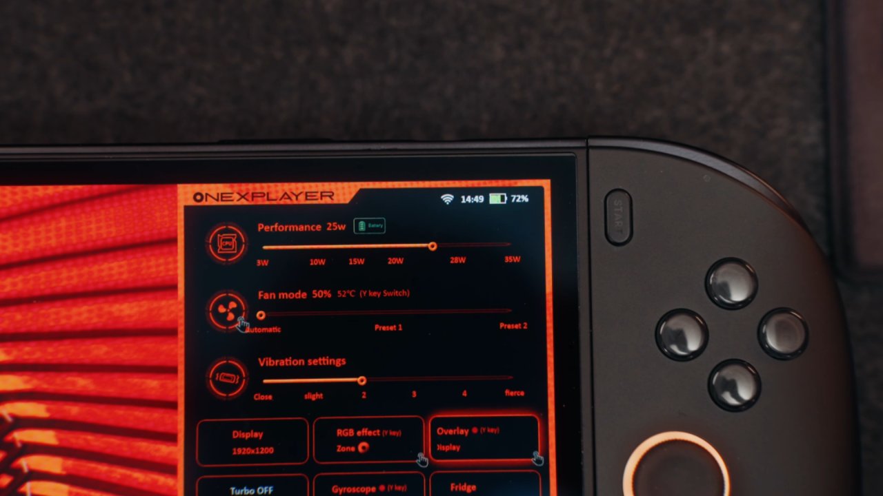 Intel OneXPlayer 3 Cooling Performance Display