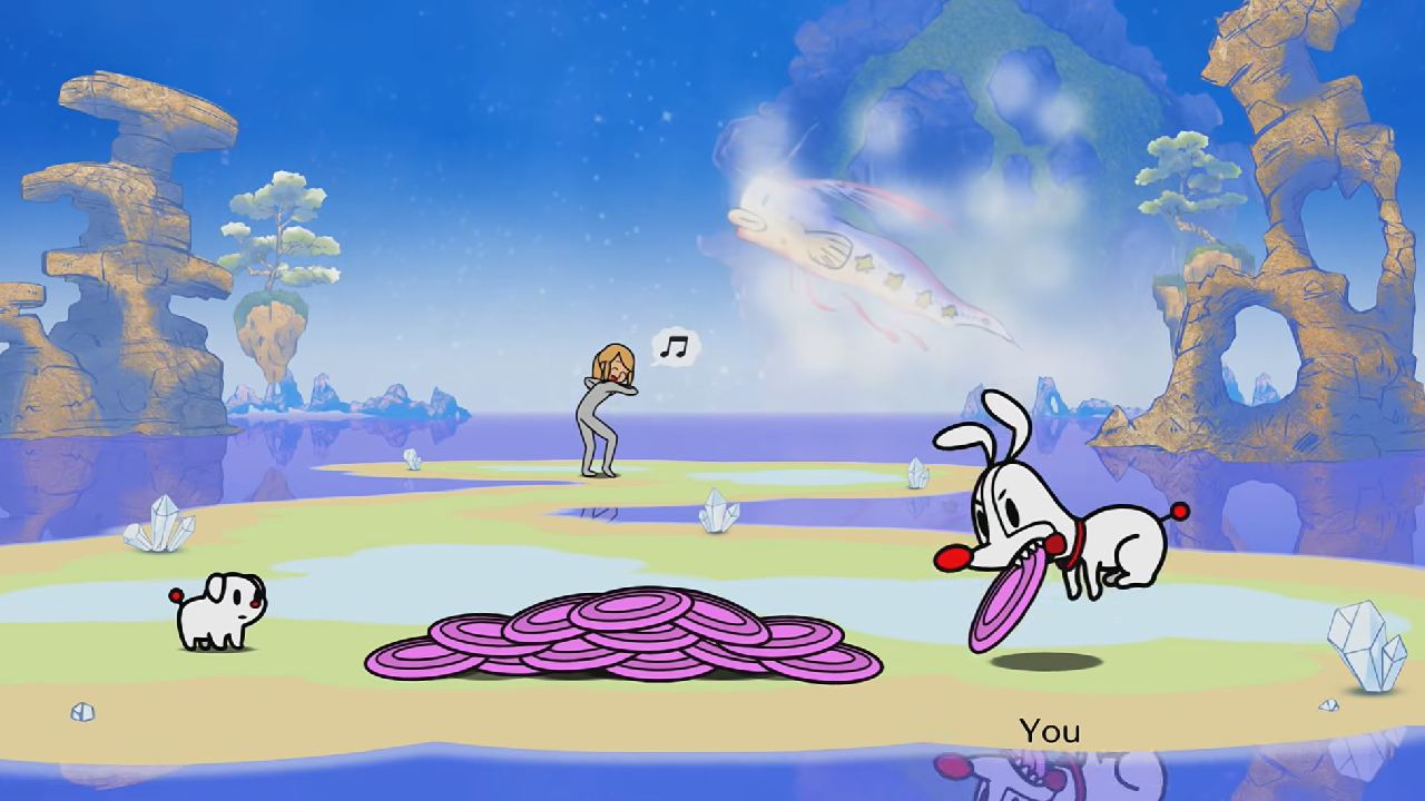 Rhythm Heaven Groove Cosmo Catch throw frisbee at dog