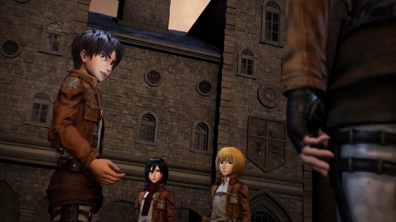 Attack on titan 3 Eren, Mikasa, and Armin face Captain Levi