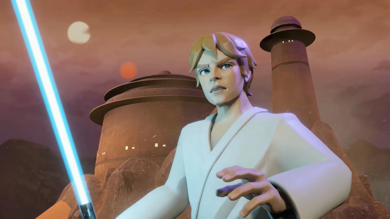 Monopoly Star Wars Heroes vs. Villains Luke Skywalker wielding lightsaber