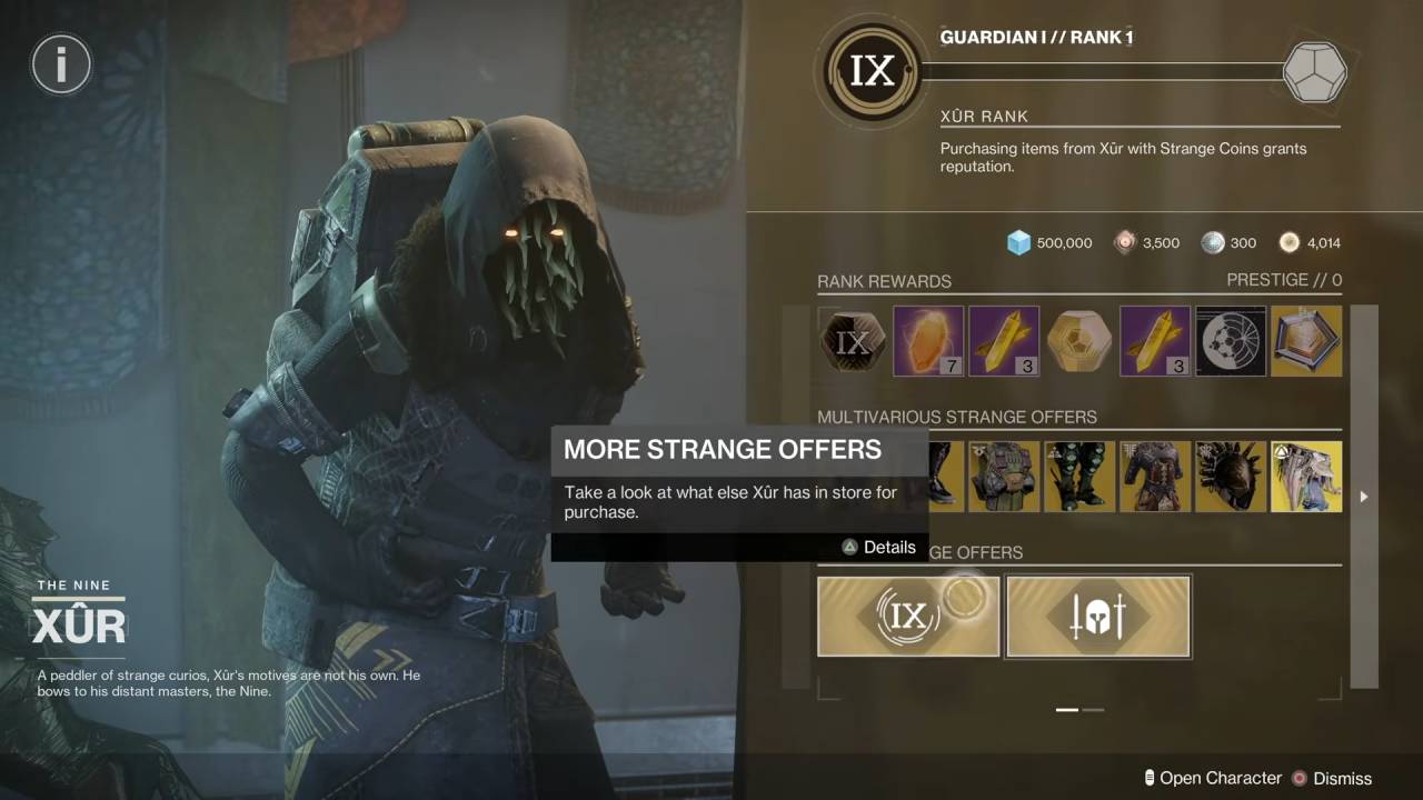 Destiny 2: Monument of Triumph Guide Checking Exotic Gears Xur Shop
