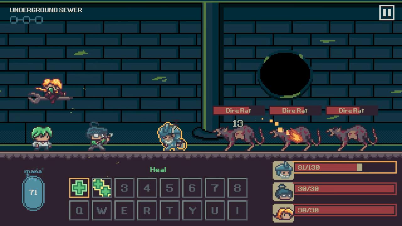 Master Healer Kale with useless party Tank blocking giant sewer rats.