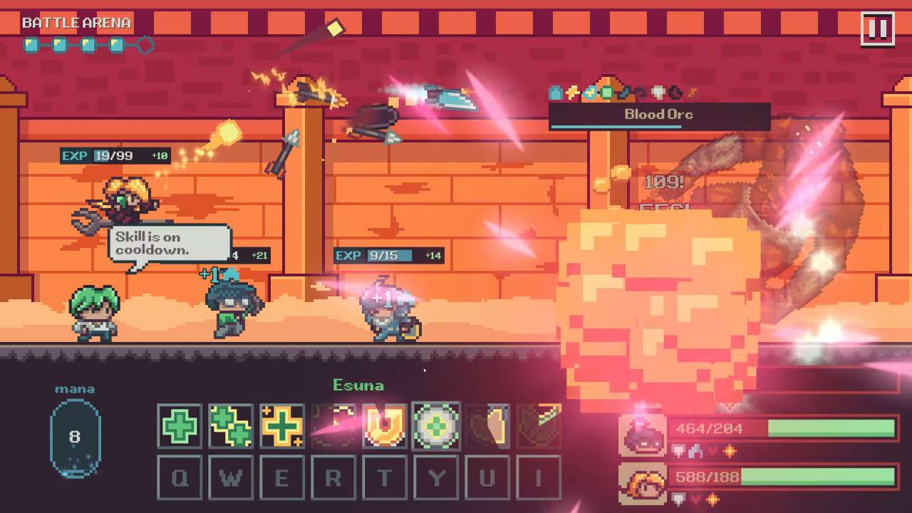 Master Healer Kale with useless party battling giant Blood Orc