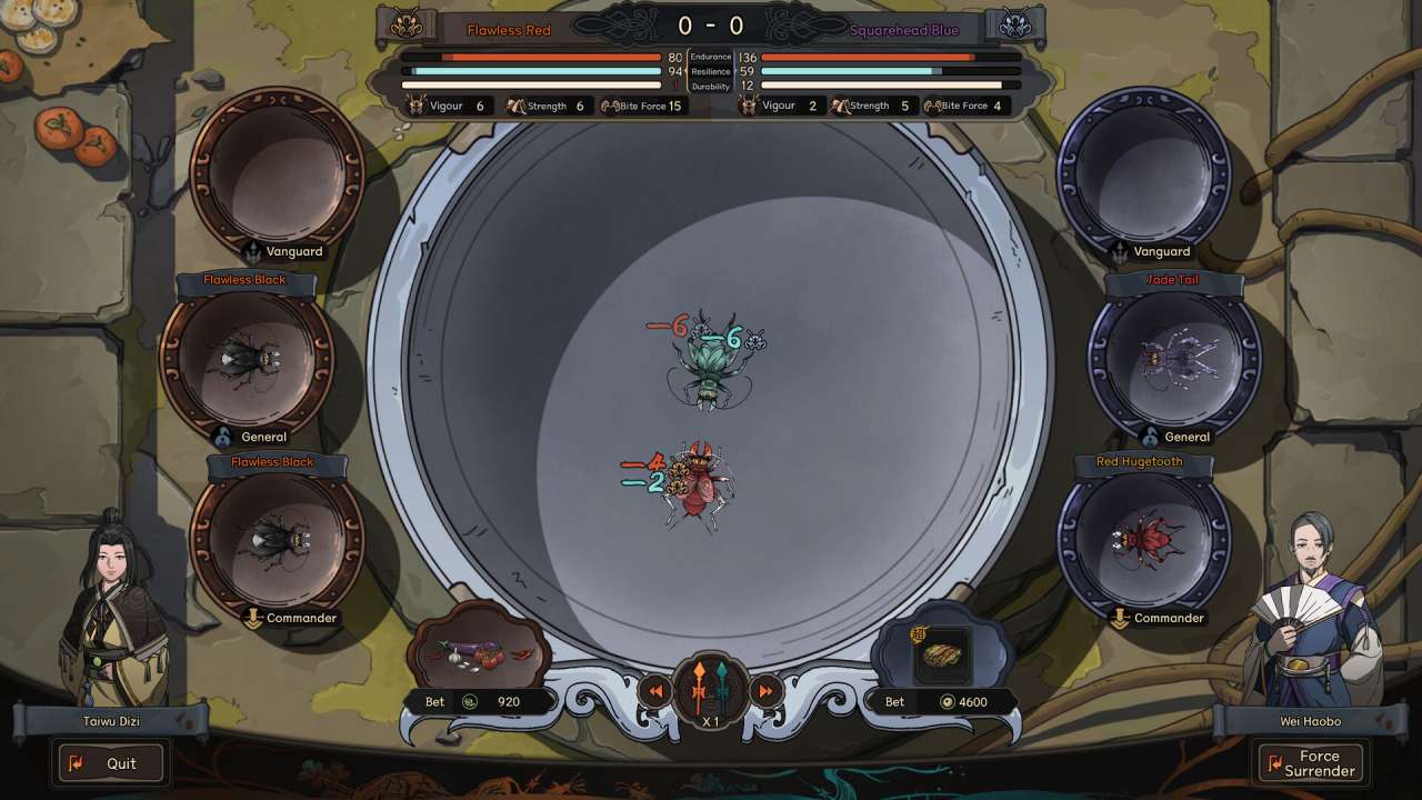 The Scroll of Taiwu: Beyond The Dome Cricket Fighting mini-game