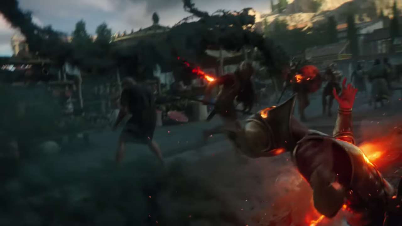 Cutscene Showing Proti Village Under Attack 