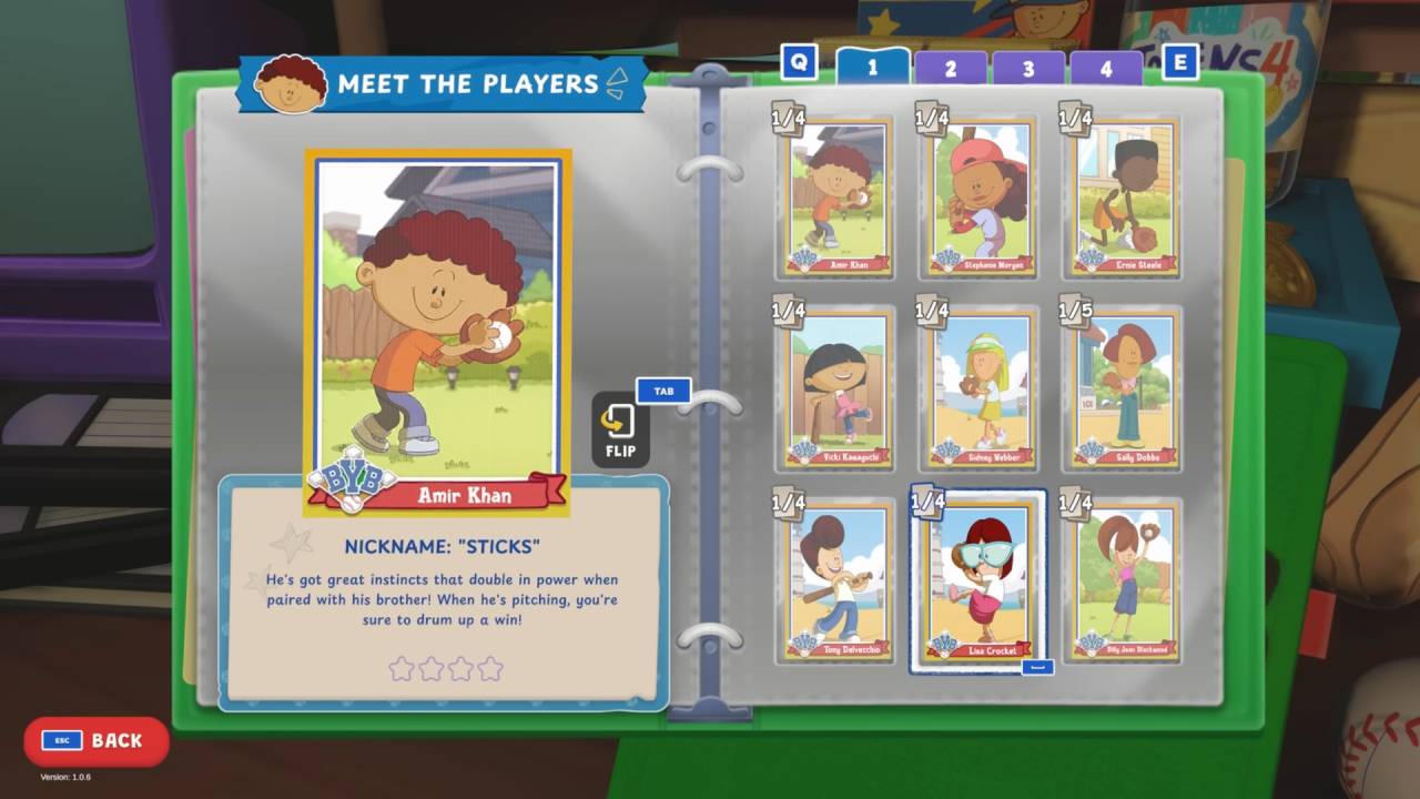 Backyard Baseball Players Sections Tab