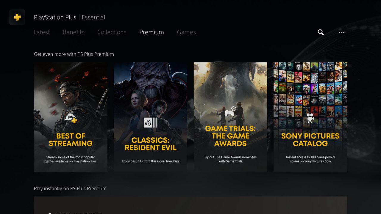 PlayStation Digital Store PS Plus Premium subscription tier