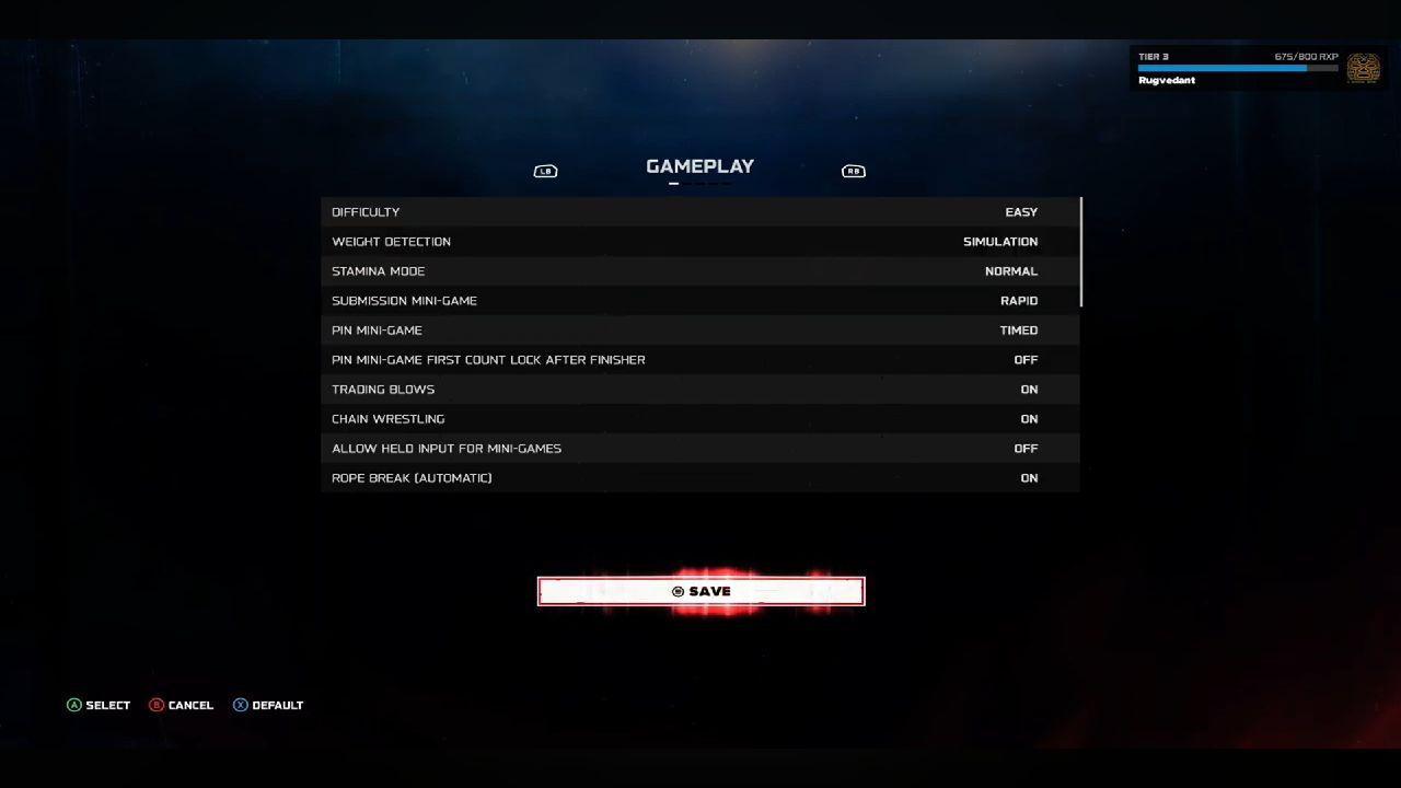 WWE 2k26 gameplay settings