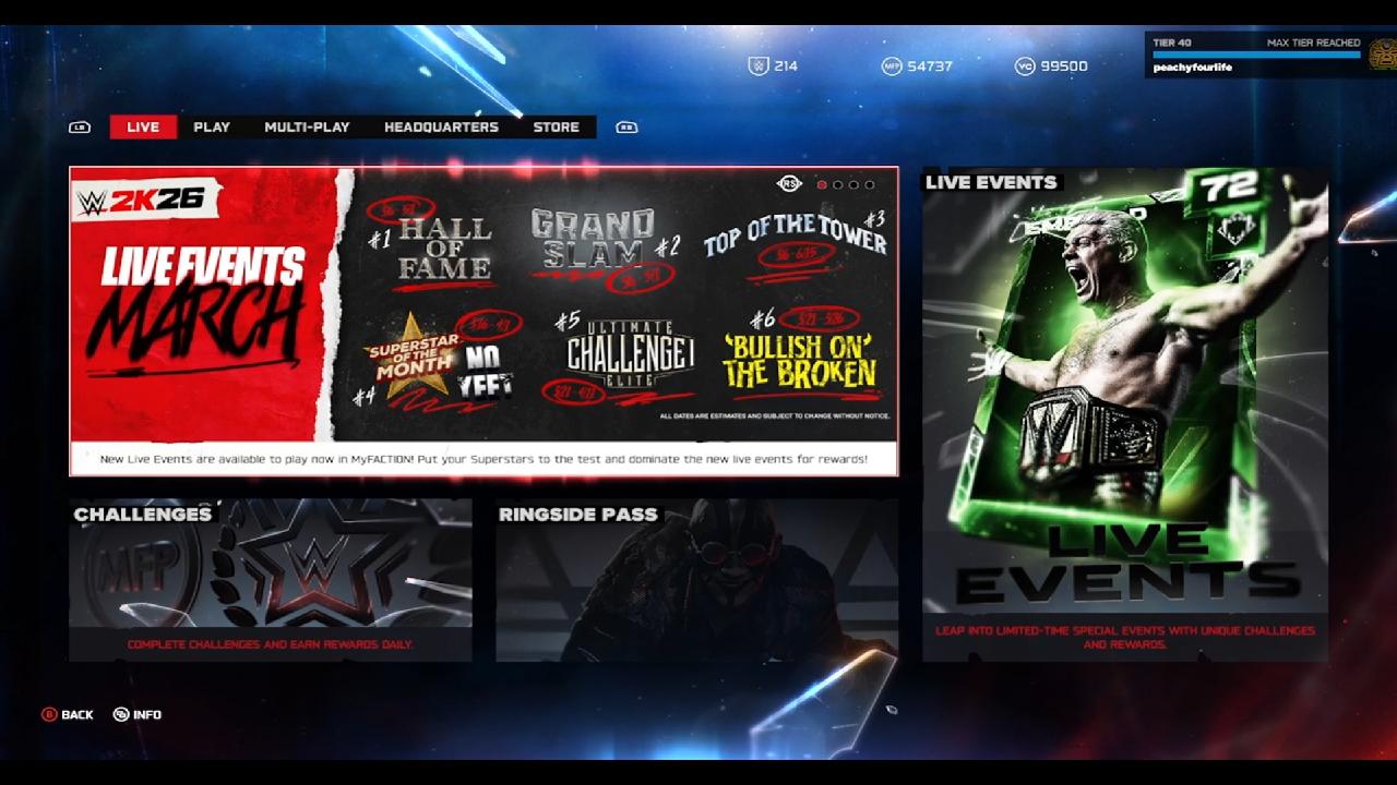 WWE 2k26 MyFaction Menu