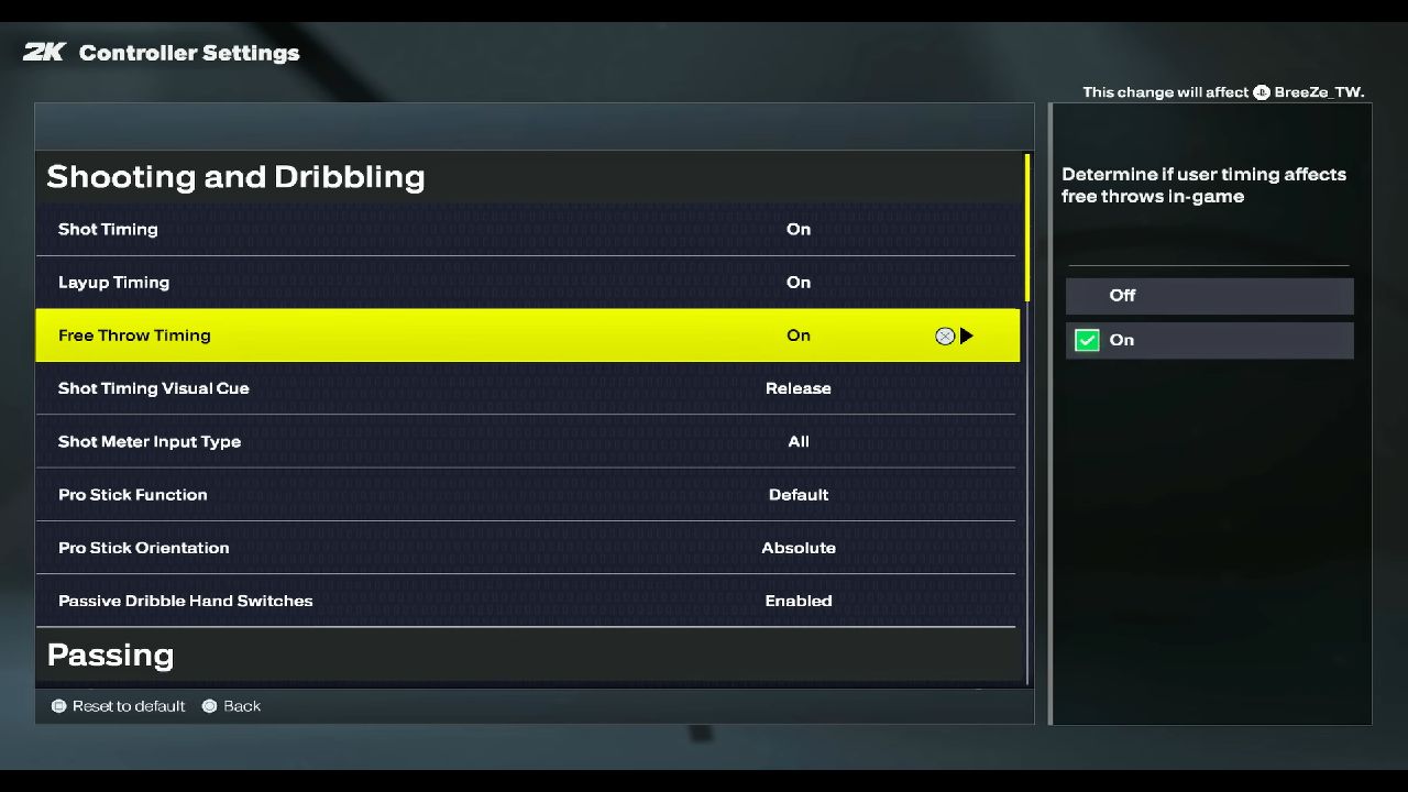 NBA 2K26 controller settings