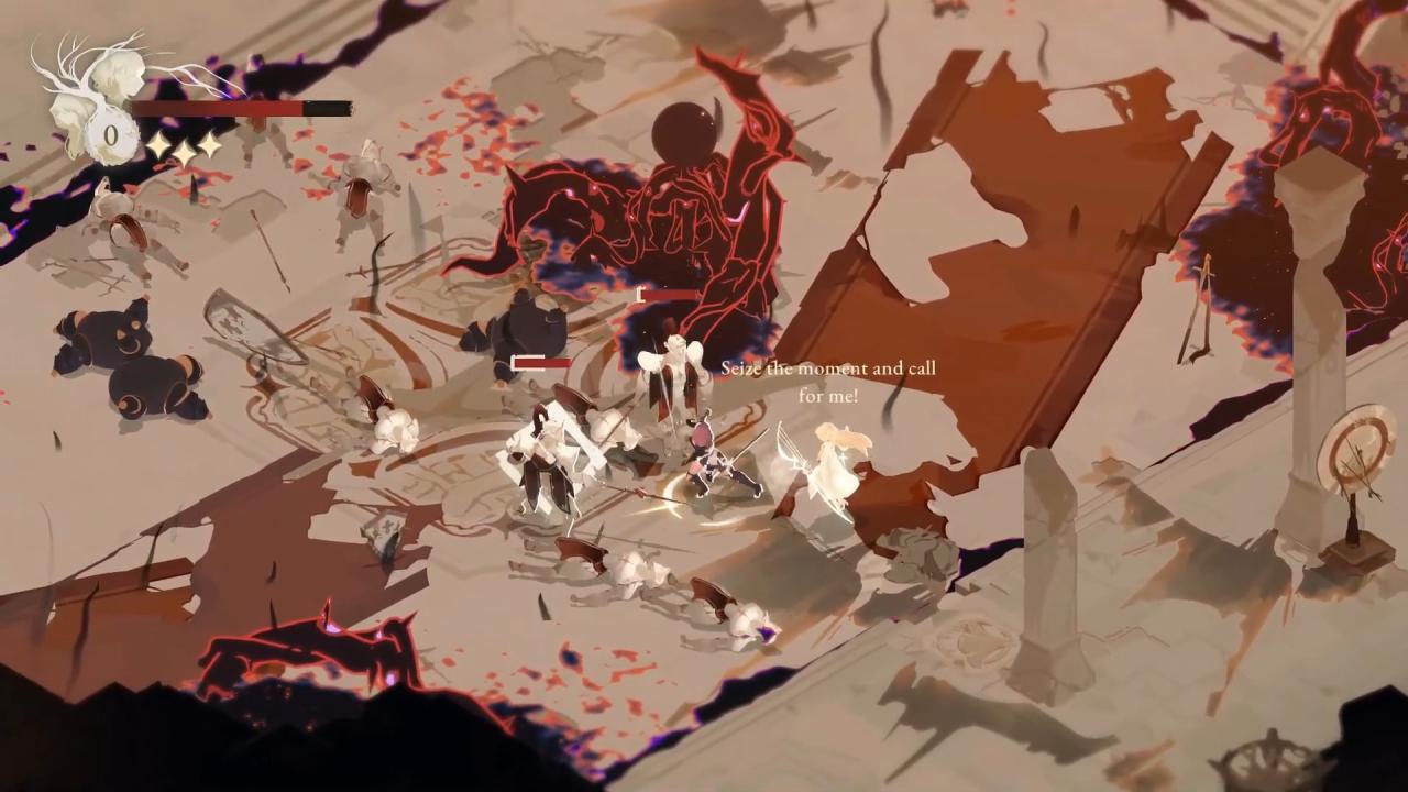 Lunarium Ave fights multiple enemies