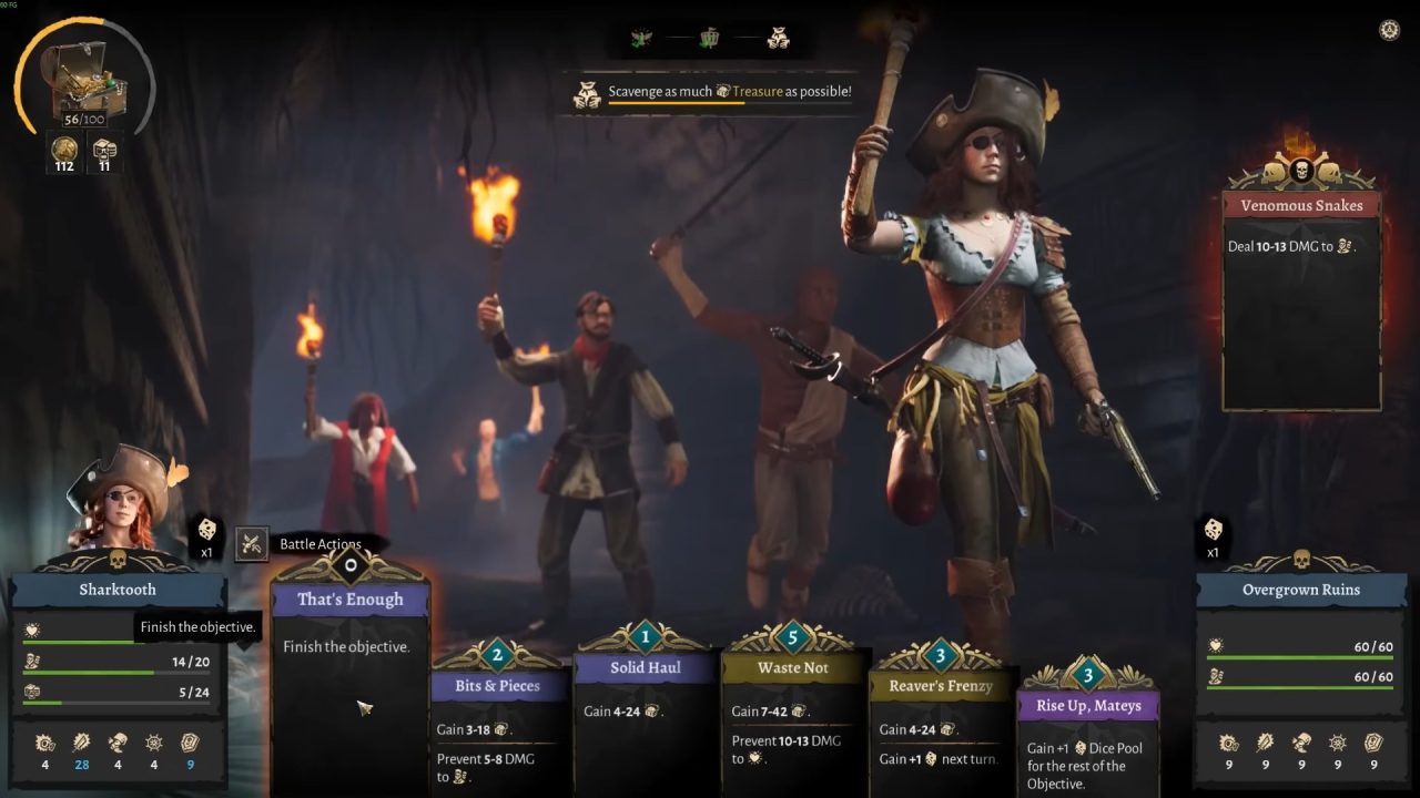 Corsair Cove player chooses battle actions
