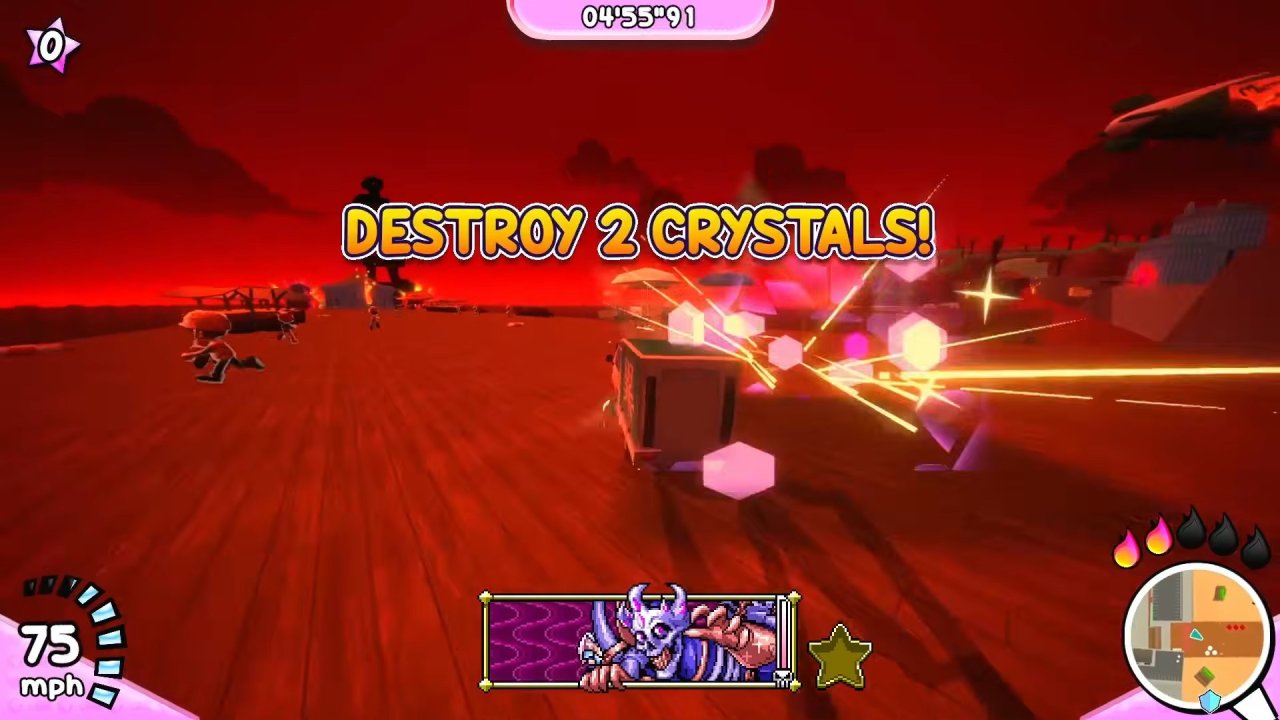 Truck-kun is Supporting Me from Another World player smashes purple crystals