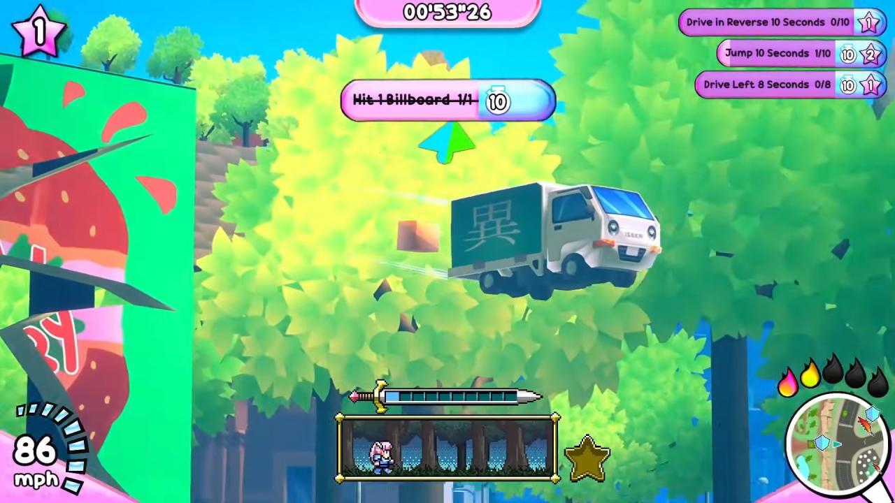 Truck-kun is Supporting Me from Another World truck flies through billboard and trees