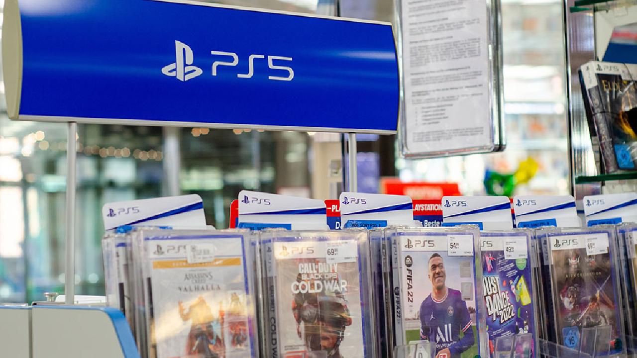PlayStation store display showcasing video games
