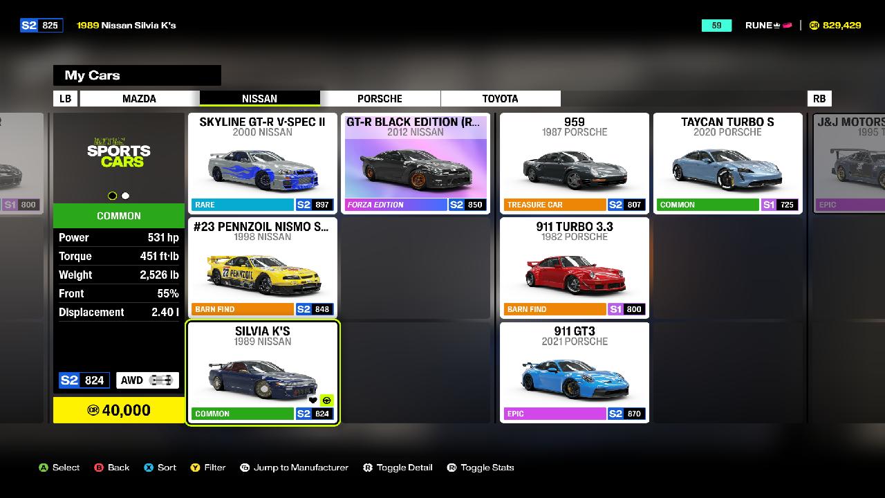 Forza horizon 6 s2 and s1 car class