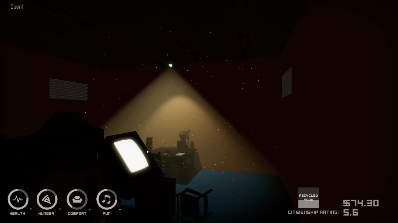 Dystopicon player works under single spotlight